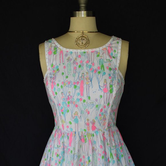 Rare Lilly Pulitzer Sandrine fit & flare Balloon resort white Pop beaded dress - Picture 3 of 11